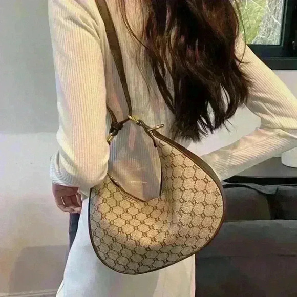 Brand New Elegant Hobo Bag Small Geometric Patten Adjustable Strap - Picture 2 of 5